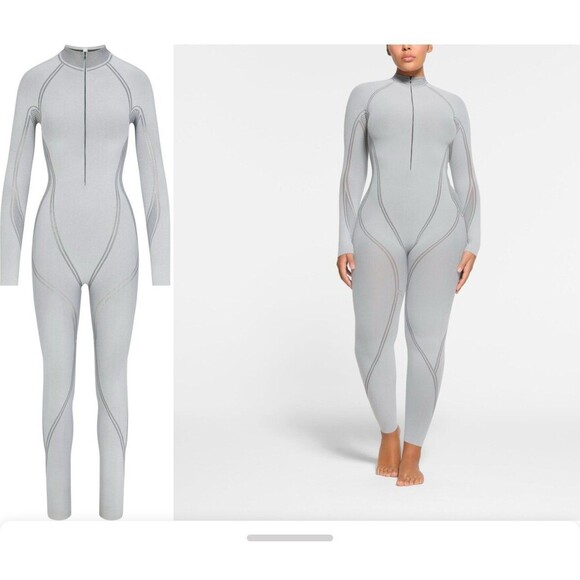 Skims First Layers Zip Front Catsuit M-XL Mirror - Picture 1 of 4